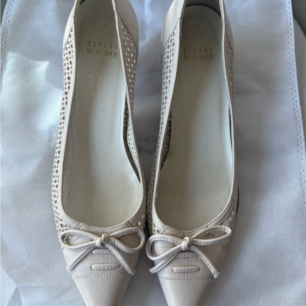 Stuart Weitzman Cream Kitten Heel Women's Shoes Size 8